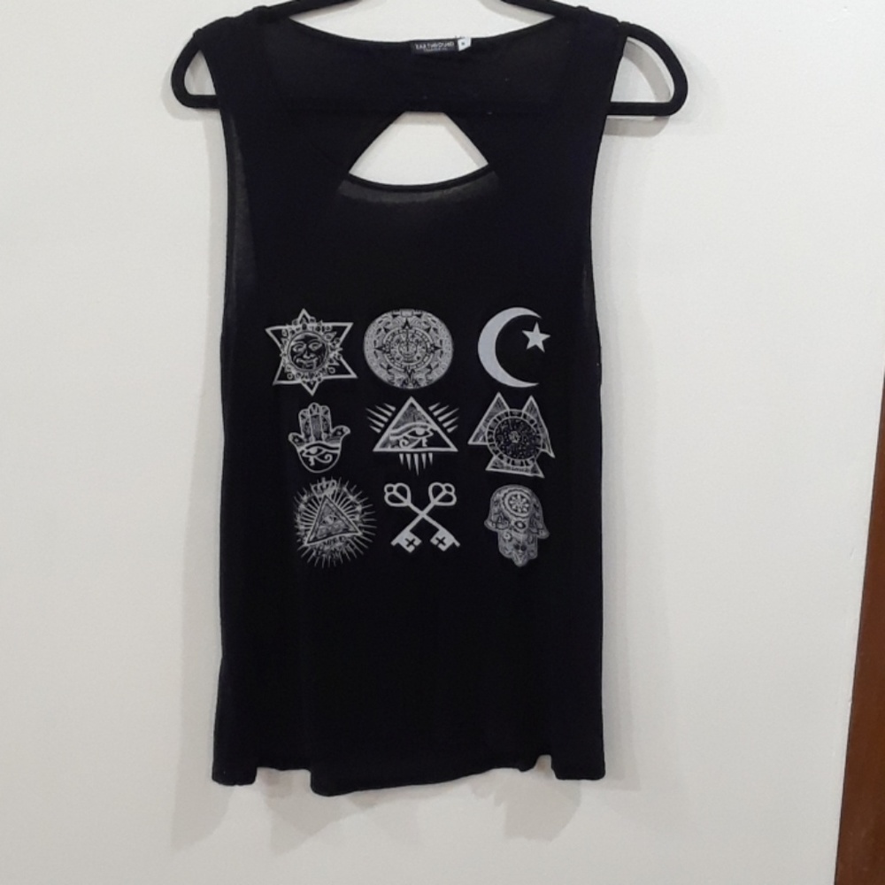 Boho racer back tank open back flow shirt